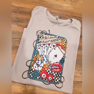 Graphic Tee with Playing Cards and Dice